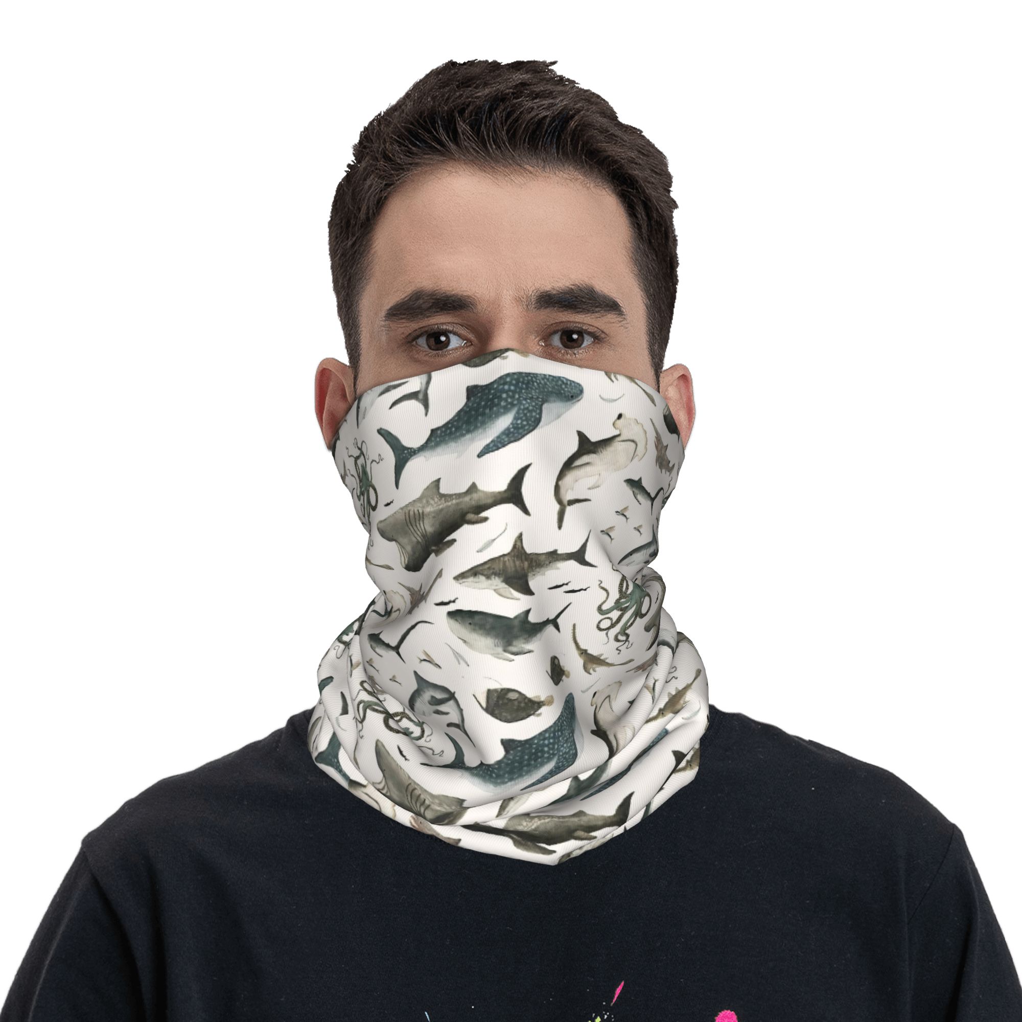 Бандана-шарф с принтом акул и  – обзор и цена Neck Gaiter Face Cover